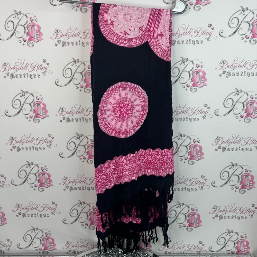 Scarf wrap dress or skirt tassles Elegant Pink and Black Women's Scarf